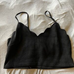 Black Scalloped Crop Top